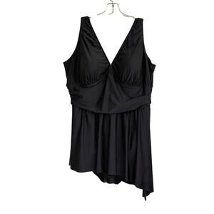 Torrid Wireless Short Asymmetrical Swim Dress With Brief Size 4x Black